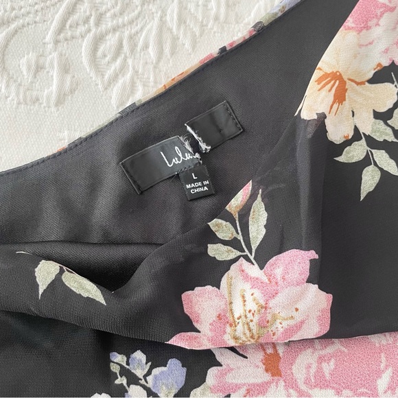 NWOT Bring Me Close Black Floral Print One-Shoulder High-Low Dress Large - Picture 4 of 7